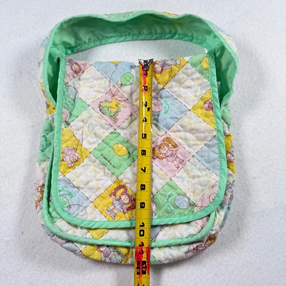 Vintage 1983 Cabbage Patch Kids Quilted Diaper Bag Tote Pastel Patchwork Green